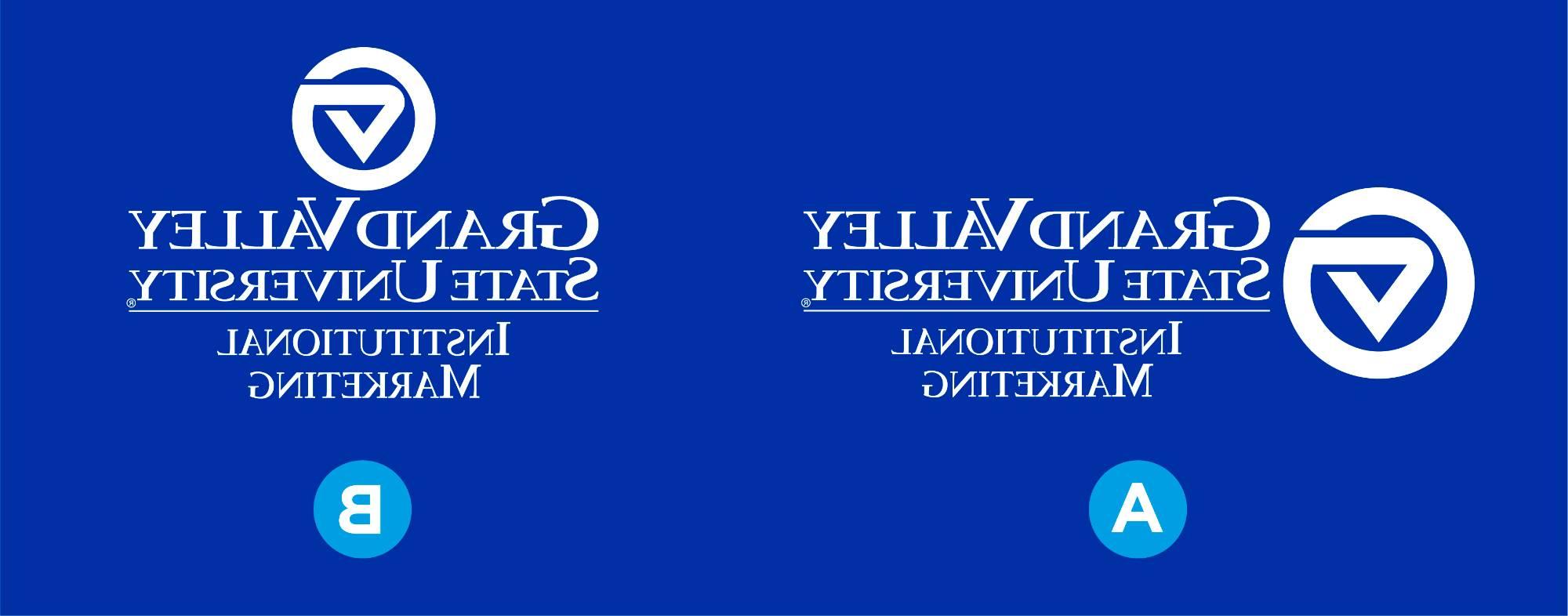 用字母“A”标记左侧组合标志，用字母“B”标记顶部组合标志